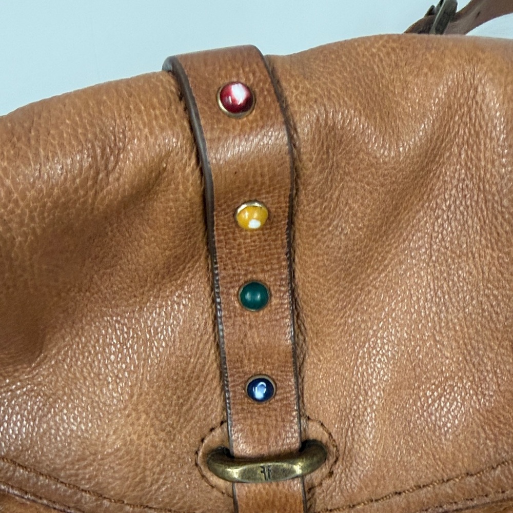 Frye Brown Leather Crossbody Bag with Stud Accents - Picture 3 of 7